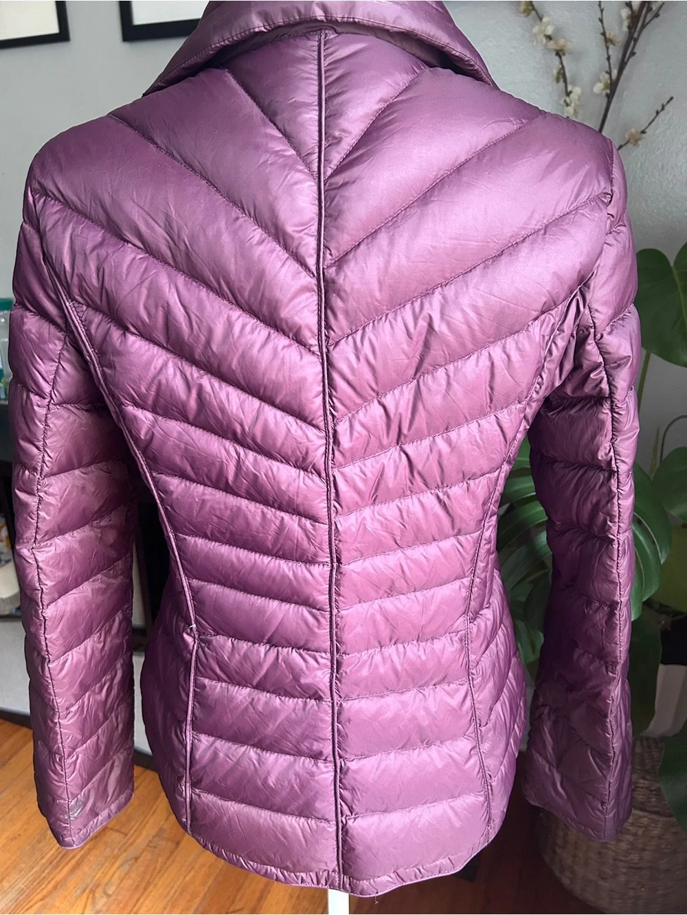 Michael Kors Plum Quilted Packable Jacket with Gold Hardware